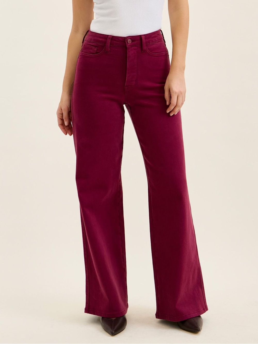Judy Blue High Waist Tummy Control LUX Retro Wide Jeans in Boysenberry 11/30